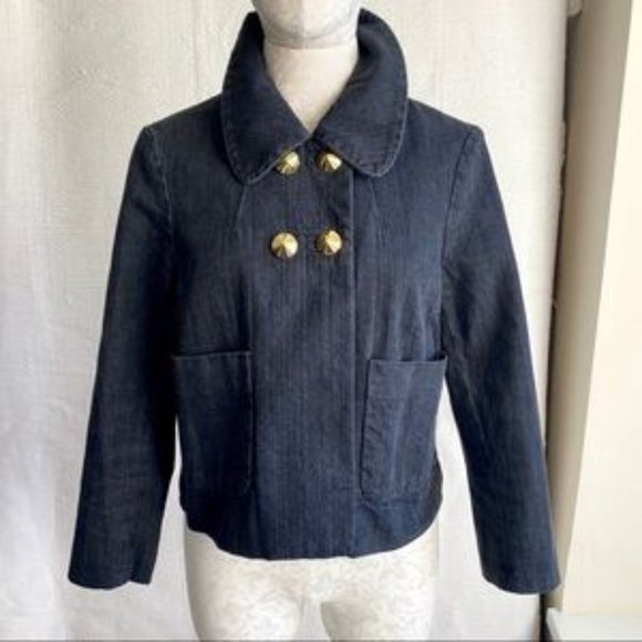 3.1 Phillip Lim M Stretch Denim Blazer Grey Black Casual Jean Jacket Spring Fall - Picture 1 of 8